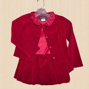 Biscotti Collezioni 3-Piece Skirt Set Girls Size 6 Red Velvet Satin Holiday